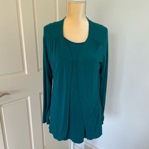 Coldwater Creek No Button, 2 piece Sleeveless Tunic & Cardigan